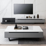 Console TV grigia in stile TV in stile contemporaneo con cassetti per soggiorno