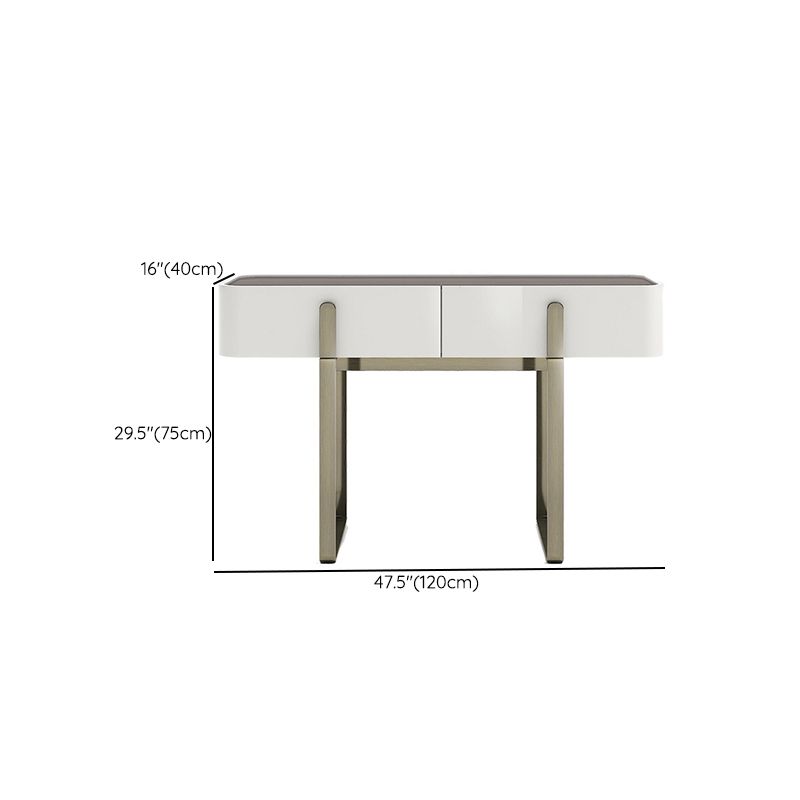 2 Storage Drawers Vanity Set with Stool Glass Top Dressing Table