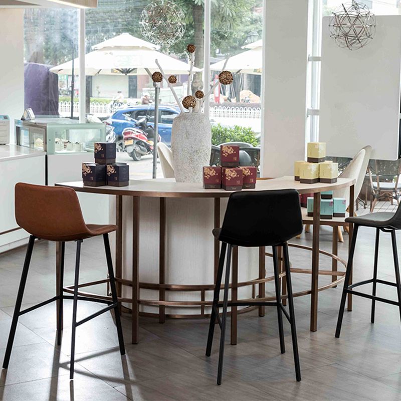 Modern Style Bar-stool Bucket Leather Seat Barstool with Footrest and Iron Legs Clearhalo 'Bar Furniture' 'Bar Stools' 'bar_stools' 'furn' 'furn_bar_stools' 'furniture_bar_stools' 'Kitchen & Dining Furniture' 'kitchen&dining_furn' 'kitchen' 'kitchen_furn' Furniture' 1200x1200_be9c2dcf-e4ce-4f29-9d7b-a449050d9137