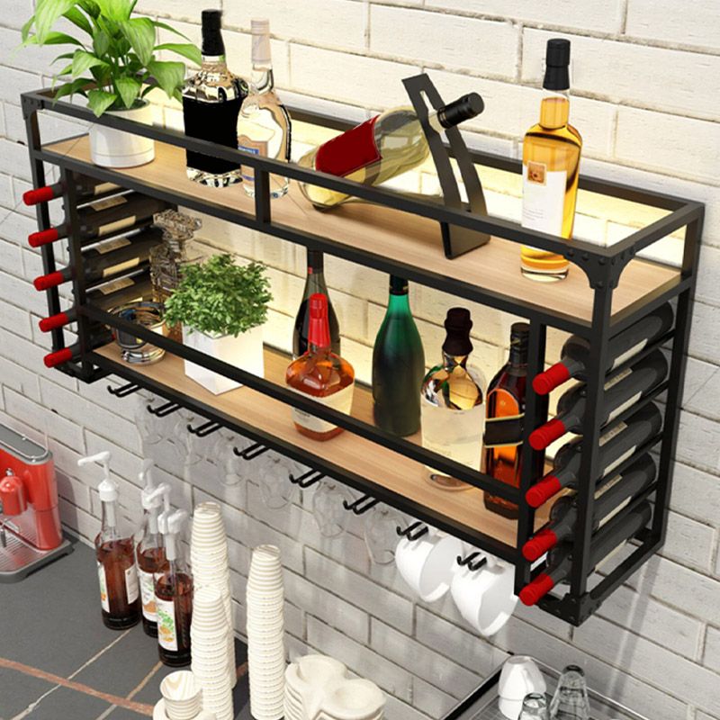 Iron Wine Rack Modern Style Wall Mounted Wine Holder Rack with Shelf Clearhalo 'furn' 'furn_wine_racks' 'Furniture' 'Kitchen & Dining Furniture' 'Wine Racks' 'wine_racks' 1200x1200_be9c3b53-7b97-45ff-80bf-7357e7421ed0