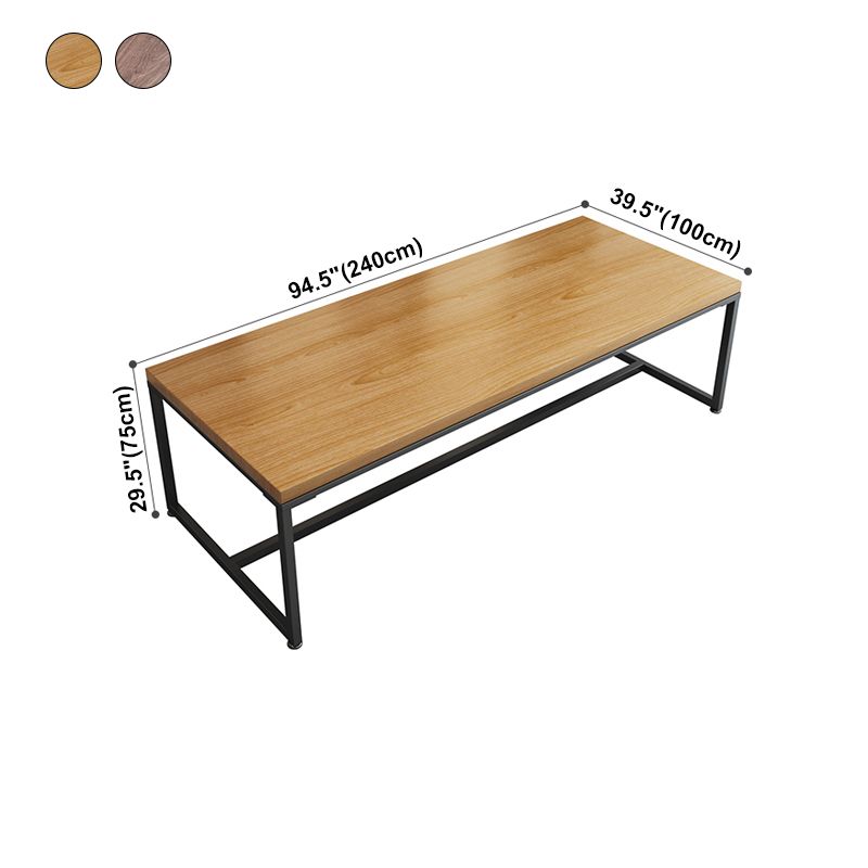 Rectangle Trestle Base Industrial Dining Table Solid Wood Fixed Table Clearhalo ' dining_table' 'Dining Tables & Seating' 'Dining Tables' 'furn' 'furn_dining_table' 'Furniture' 'furniture_dining_table' 'Kitchen & Dining Furniture' 'kitchen&dining_furn' 'kitchen' 'kitchen_dining_table' 1200x1200_be9c45ab-8d0b-4367-8fa5-0ecea01308ab