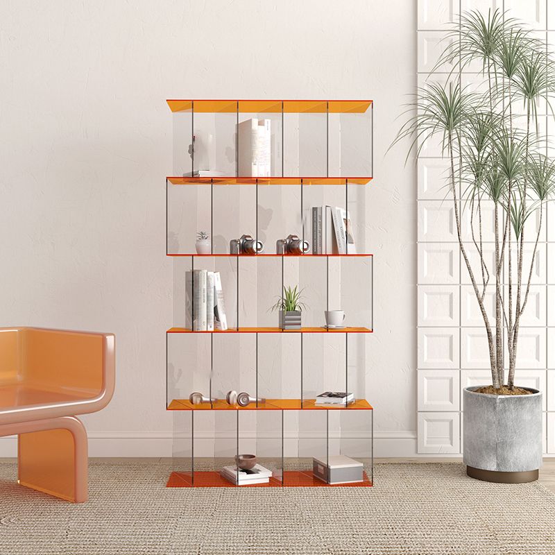 Libreria acrilica con libreria verticale aperta aperta contemporanea con scaffali