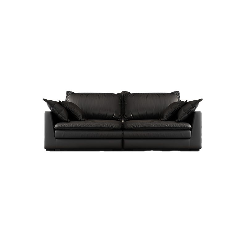 Black Stain Resistant Contemporary Faux Leather Square Arm Sofa with Bolster Pillows Clearhalo 'furn' 'furn_sofas' 'Furniture' 'furniture_sofas' 'kitchen' 'kitchen_sofas' 'Living Room Furniture' 'Sofa' 'sofas' 1200x1200_be9ce57e-1f17-4486-9ec0-2e92e12cb37e
