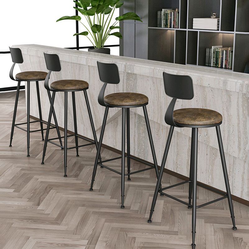 Modern Backrest Counter Stool Iron Cafe Bar Stool with Leather Cushion and Pedal Clearhalo 'Bar Furniture' 'Bar Stools' 'bar_stools' 'furn' 'furn_bar_stools' 'Furniture' 'furniture_bar_stools' 'Kitchen & Dining Furniture' 1200x1200_be9d60ab-feb3-4ad9-be6a-6c60925db3c5