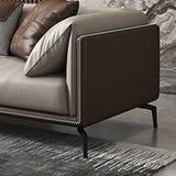 Standard Square Arm Loveseat Grey Loose Back Leather Bench Seating Clearhalo 'furn' 'furn_sofas' 'Furniture' 'furniture_sofas' 'kitchen' 'kitchen_sofas' 'Living Room Furniture' 'Sofa' 'sofas' 1200x1200_be9e47c2-fc95-4a9c-aed0-c305fff71bea