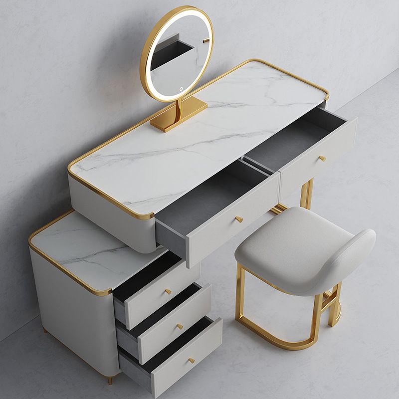 Bureau de vanité en verre de 15,74 "avec 5 tiroirs de rangement