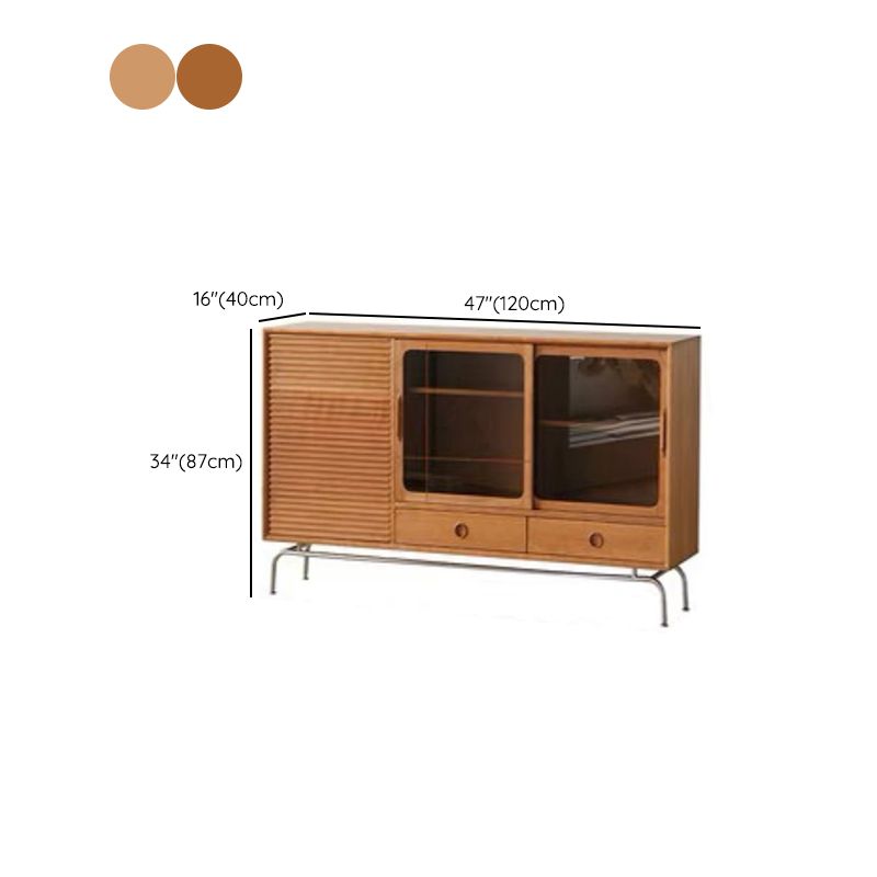 Moderno moderno mobile sideboard server in legno solido marrone con 2-disegno