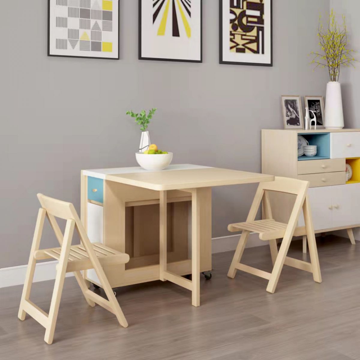 Modern Folding Dining Table Set 1/2/3/5 Pieces Dining Set for Home Use Clearhalo 'Dining Room Sets' 'Dining Tables & Seating' 'dining_room_set' 'furn' 'furn_dining_room_set' 'Furniture' 'furniture_dining_room_set' 'Kitchen & Dining Furniture' 1200x1200_bea24ffe-2fb7-4407-858e-14b1c44bf374