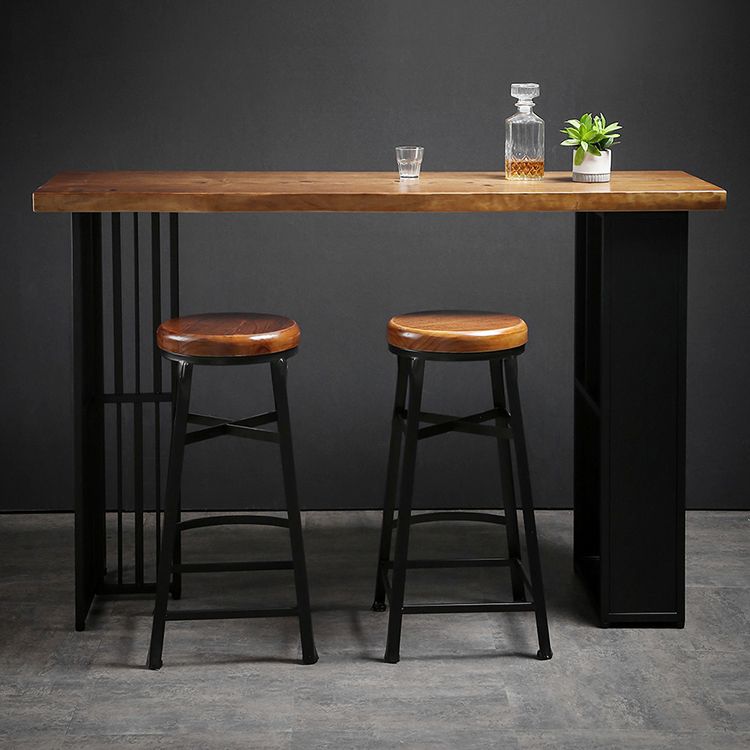 Indoor Glam Pub Set Natural 1/2/3 Pieces Wood and Metal Pub Table Set with Storage Clearhalo 'Bar Furniture' 'furn' 'furn_home_bar_bar_sets' 'Furniture' 'Home Bars & Bar Sets' 'home_bar_bar_sets' 'Kitchen & Dining Furniture' 1200x1200_bea2aa01-f737-4b9e-bf3f-ac5e8571e146