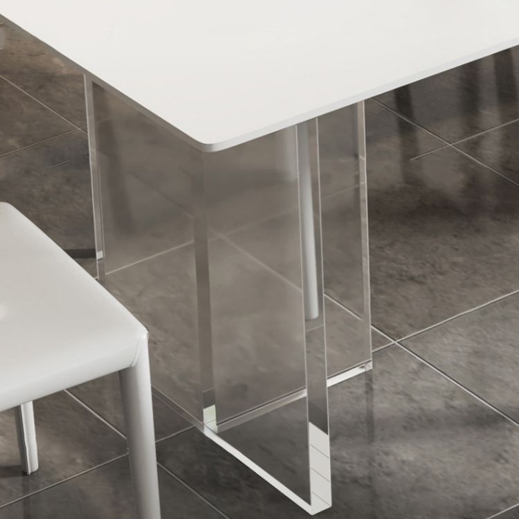 Acrylic Contemporary Rectangular Dining Table Sintered Stone Table with Acrylic base Clearhalo ' dining_table' 'Dining Tables & Seating' 'Dining Tables' 'furn' 'furn_dining_table' 'Furniture' 'furniture_dining_table' 'Kitchen & Dining Furniture' 'kitchen&dining_furn' 'kitchen' 'kitchen_dining_table' 1200x1200_bea40020-c8d6-415c-9966-93d7333ba7c3