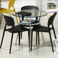 Modern Style Glass Dining Table Round Table with Metal Frame for Home Use Clearhalo ' dining_table' 'Dining Tables & Seating' 'Dining Tables' 'furn' 'furn_dining_table' 'Furniture' 'furniture_dining_table' 'Kitchen & Dining Furniture' 'kitchen&dining_furn' 'kitchen' 'kitchen_dining_table' 1200x1200_bea51c78-43fb-4773-94d0-a0ec8cf55ff5