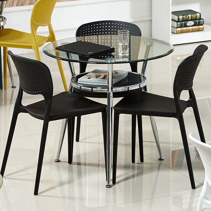 Modern Style Glass Dining Table Round Table with Metal Frame for Home Use Clearhalo ' dining_table' 'Dining Tables & Seating' 'Dining Tables' 'furn' 'furn_dining_table' 'Furniture' 'furniture_dining_table' 'Kitchen & Dining Furniture' 'kitchen&dining_furn' 'kitchen' 'kitchen_dining_table' 1200x1200_bea51c78-43fb-4773-94d0-a0ec8cf55ff5