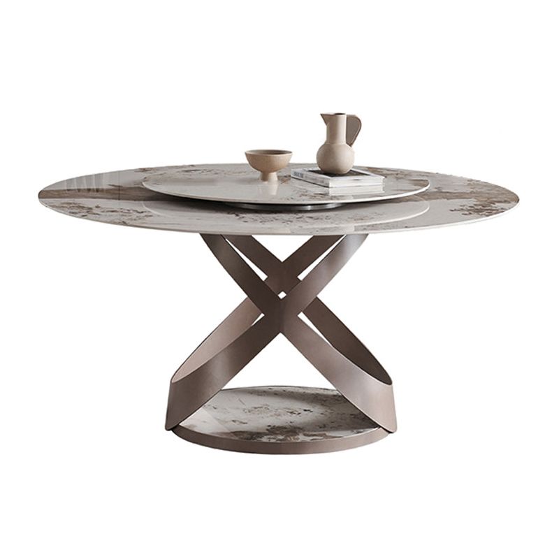 Rotatable Sintered Stone Dining Table Modern Round Table with Metal Pedestal Clearhalo ' dining_table' 'Dining Tables & Seating' 'Dining Tables' 'furn' 'furn_dining_table' 'Furniture' 'furniture_dining_table' 'Kitchen & Dining Furniture' 'kitchen&dining_furn' 'kitchen' 'kitchen_dining_table' 1200x1200_bea624fc-0ab1-4b2b-8f30-14151ebaf093