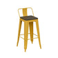 Metal Dining Stools Low Back Bar Stools with Footrest in Yellow