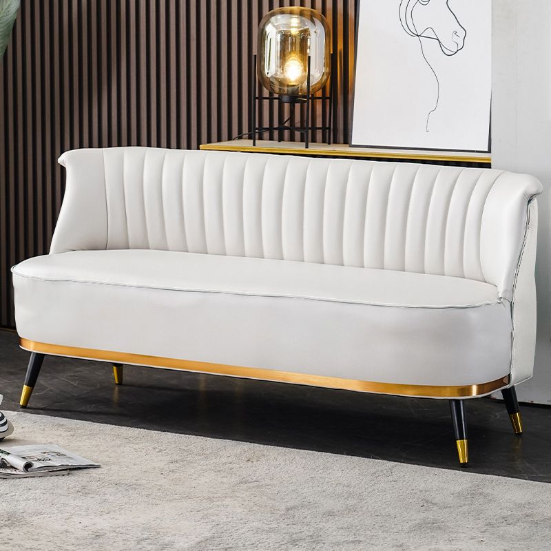 Faux Leather Modern Recessed Arm Sofa Standard Sofa for Living Room, Apartment Clearhalo 'furn' 'furn_sofas' 'Furniture' 'furniture_sofas' 'Living Room Furniture' 'Sofa' 'sofas' 1200x1200_bea781c3-4feb-4904-a2d5-311ffdfbe76a