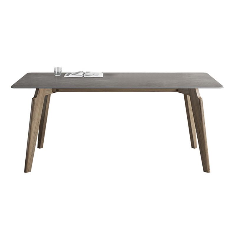 Industrial Style Rectangle Dining Table Sintered Stone Table with Wood Legs Clearhalo 'Dining Tables & Seating' 'Dining Tables' 'dining_table' 'furn' 'furn_dining_table' 'Furniture' 'Kitchen & Dining Furniture' 1200x1200_bea8168b-f8d3-4419-b310-7d4b6d3ee1ea