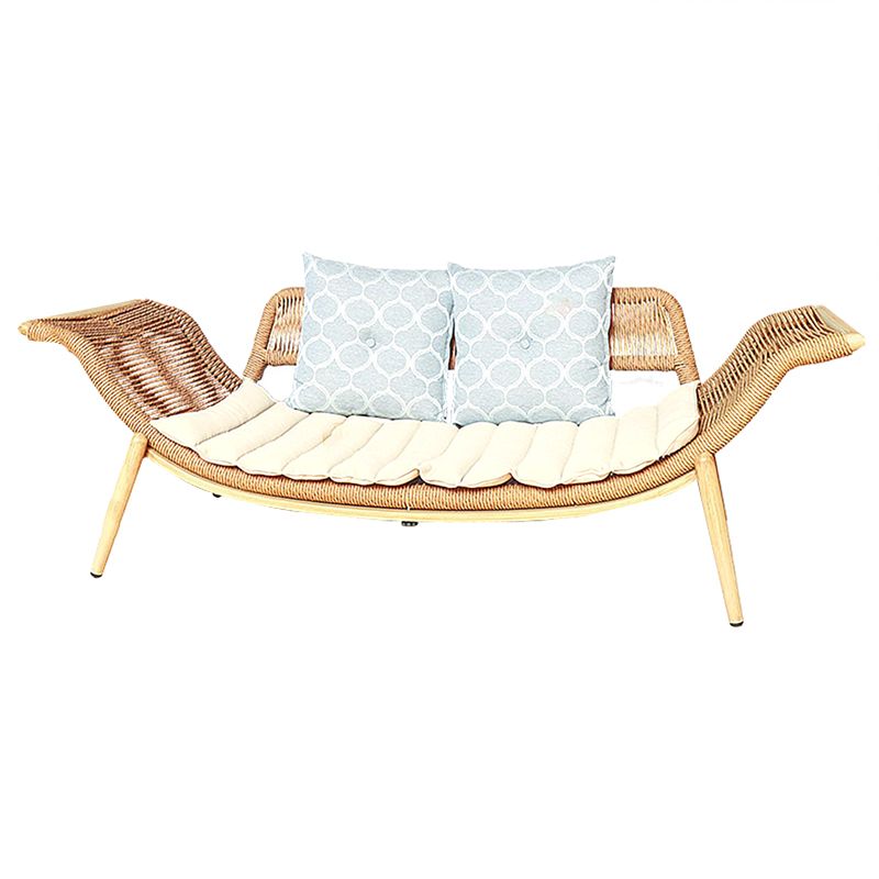 Traditional Rattan Cushioned Yoga Chaise Lounge Chair with Arms and Pillow Accent Chair Clearhalo 'Chairs & Seating' 'Chaise Lounge' 'chaise_lounge' 'furn' 'furn_chaise_lounge' 'Furniture' 'Living Room Furniture' 1200x1200_beaa4d66-60bf-46df-9c15-a3fcabf3a146