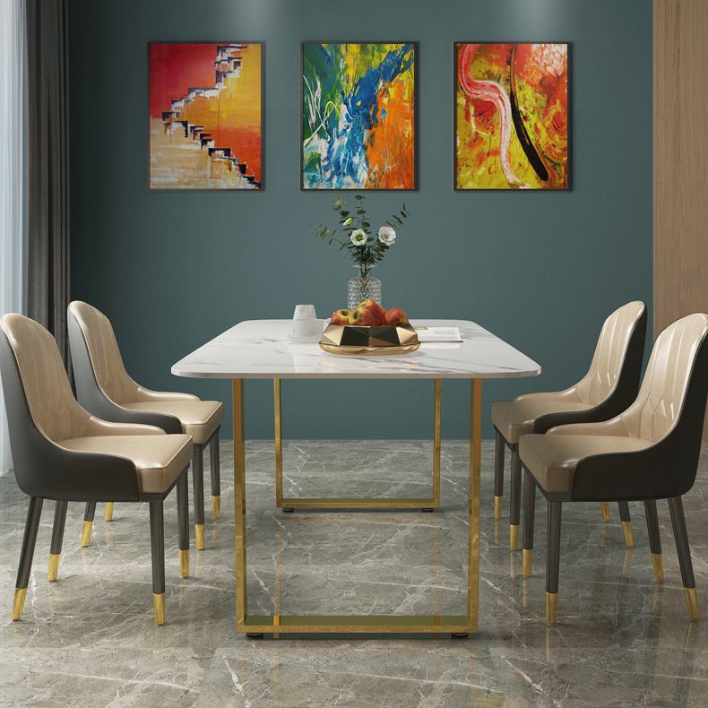 Marble Top Dining Table Modern Rectangle Dining Table with Sled Base Clearhalo 'Dining Tables & Seating' 'Dining Tables' 'dining_table' 'furn' 'furn_dining_table' 'Furniture' 'furniture_dining_table' 'Kitchen & Dining Furniture' 'kitchen' 'kitchen_dining_table' 1200x1200_beaaf421-c56a-457e-9d9b-e629039186e7