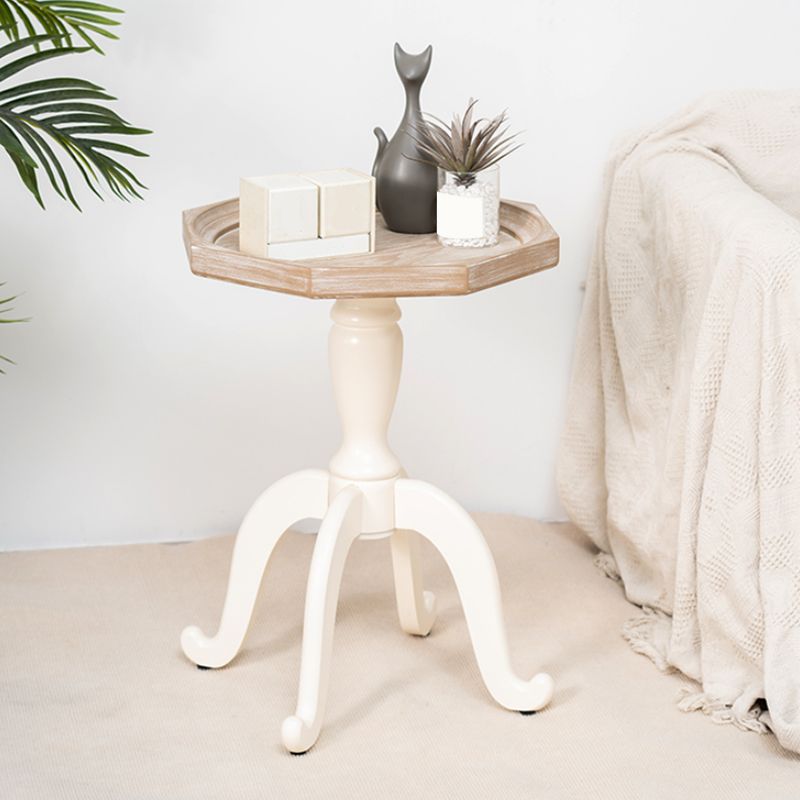 素朴な無垢材4脚丸/幾何学的な苦しめられたリビングルームエンドテーブル