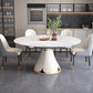 Table à manger ronde sur pied moderne, Table en pierre pour salle à manger et cuisine