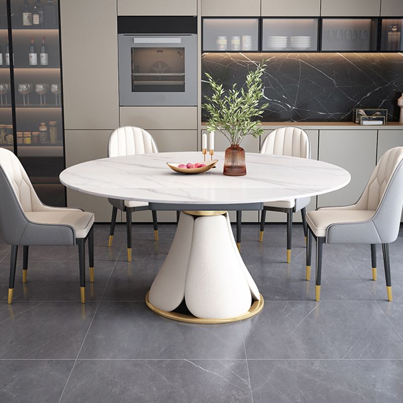 Table à manger ronde sur pied moderne, Table en pierre pour salle à manger et cuisine