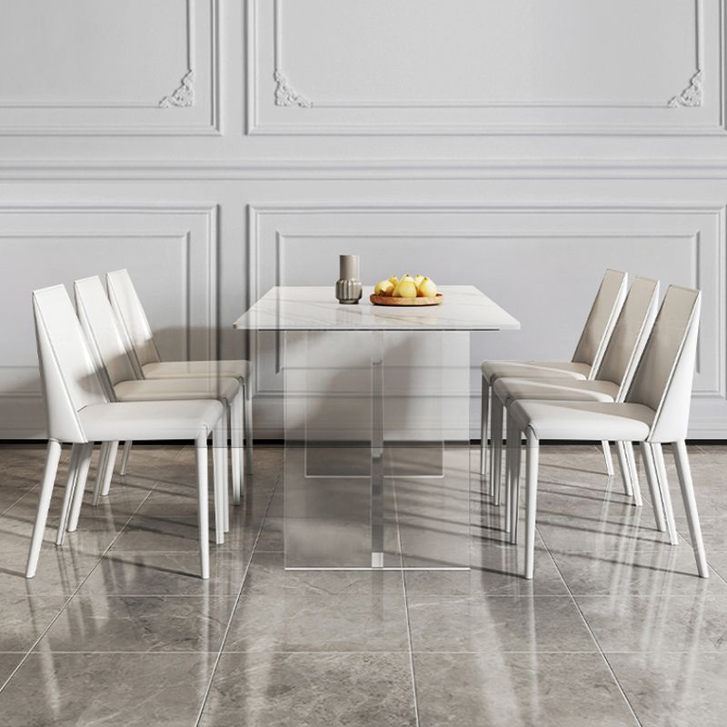 Modern Style Sintered Stone Dining Table Set White 1/4/6/7/8 Pieces Dining Set Clearhalo 'Dining Room Sets' 'Dining Tables & Seating' 'dining_room_set' 'furn' 'furn_dining_room_set' 'Furniture' 'Kitchen & Dining Furniture' 1200x1200_beb26a02-320e-49aa-af5c-a71b8ef05d49