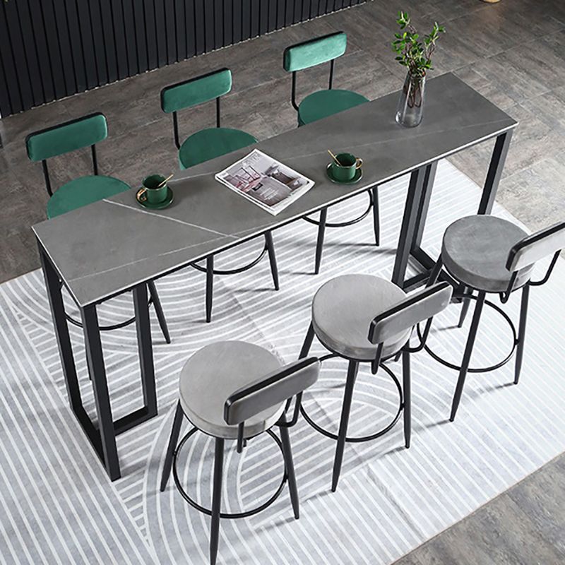Stone Bar Table Modern Rectangle Bar Table with Double Pedestal Base for Kitchen Clearhalo 'Bar Furniture' 'Bar Tables' 'bar_tables' 'furn' 'furn_bar_tables' 'Furniture' 'furniture_bar_tables' 'Kitchen & Dining Furniture' 1200x1200_beb35fd3-6722-4d60-87ec-84c745bc8cb8
