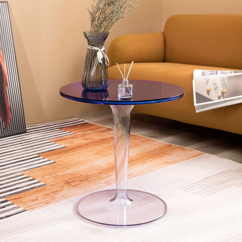 18.8"H Modern Single Pedestal Base Solid Color Plastic Round End Table