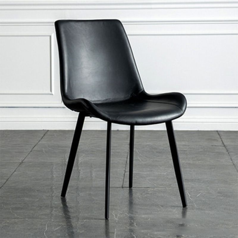 Industrial Style Faux Leather Chair Armless Side Chairs with Metal Legs