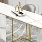 Glam Marble Pub Table with Specialty Table Top Double Pedestal Table - 42" H Clearhalo 'Bar Furniture' 'Bar Tables' 'bar_tables' 'furn' 'furn_bar_tables' 'Furniture' 'furniture_bar_tables' 'Kitchen & Dining Furniture' 1200x1200_beb8c8d9-d2ea-4012-820f-580c9233fa62