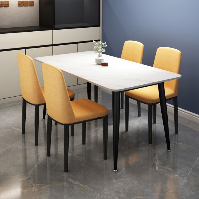 Rectangle Sintered Stone Two-Color Dining Table Simplicity 4 Legs Table for Dining Room Clearhalo ' dining_table' 'Dining Tables & Seating' 'Dining Tables' 'furn' 'furn_dining_table' 'Furniture' 'furniture_dining_table' 'Kitchen & Dining Furniture' 'kitchen&dining_furn' 'kitchen' 'kitchen_dining_table' 1200x1200_beb8f608-c04b-43ad-a842-106bf185c4ad