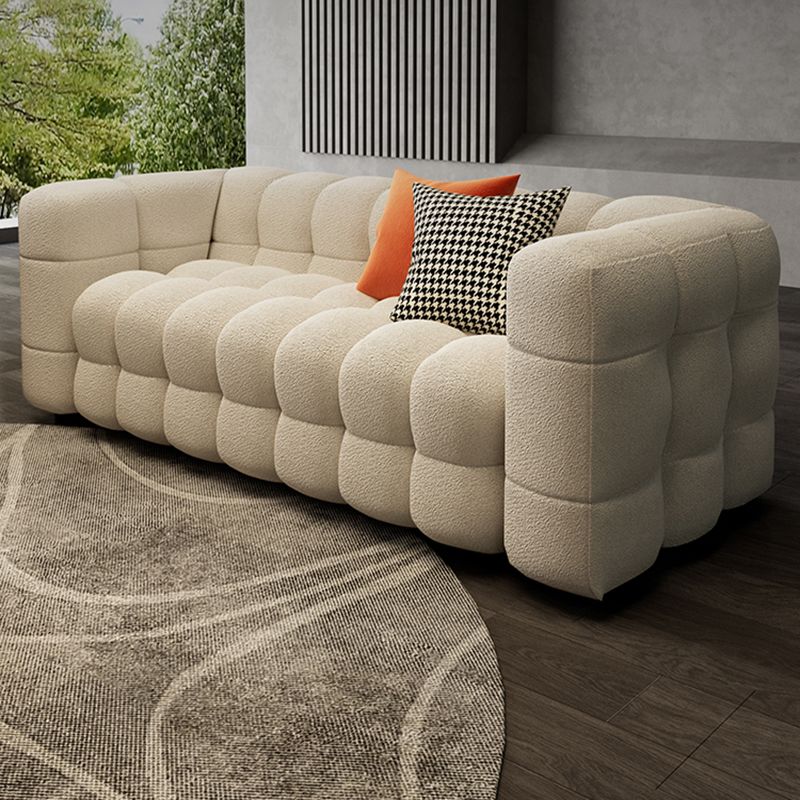 Canapé-lit scandinave de 40 "de large siège en tissu blanc avec oreillers