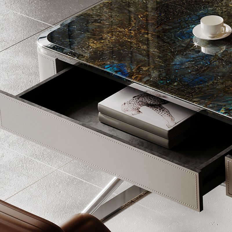 Zeitgenössischer Stone Office Desk 2 Schubladen 27,56 "W Writing Desk