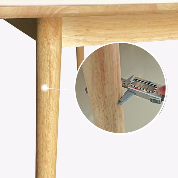 Modern White Rectangle Stone Dining Table with Solid Wood Legs