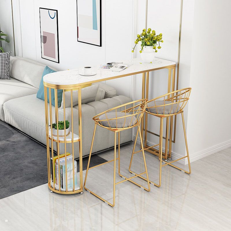 Restaurant Glam Style Marble Bar Table 42-inch Height Gold Base Bar Table Clearhalo 'Bar Furniture' 'Bar Tables' 'bar_tables' 'furn' 'furn_bar_tables' 'Furniture' 'furniture_bar_tables' 'Kitchen & Dining Furniture' 'kitchen&dining_furn' 'kitchen' 1200x1200_bec1203f-8ae9-4182-8cd6-a88a3cd87c79