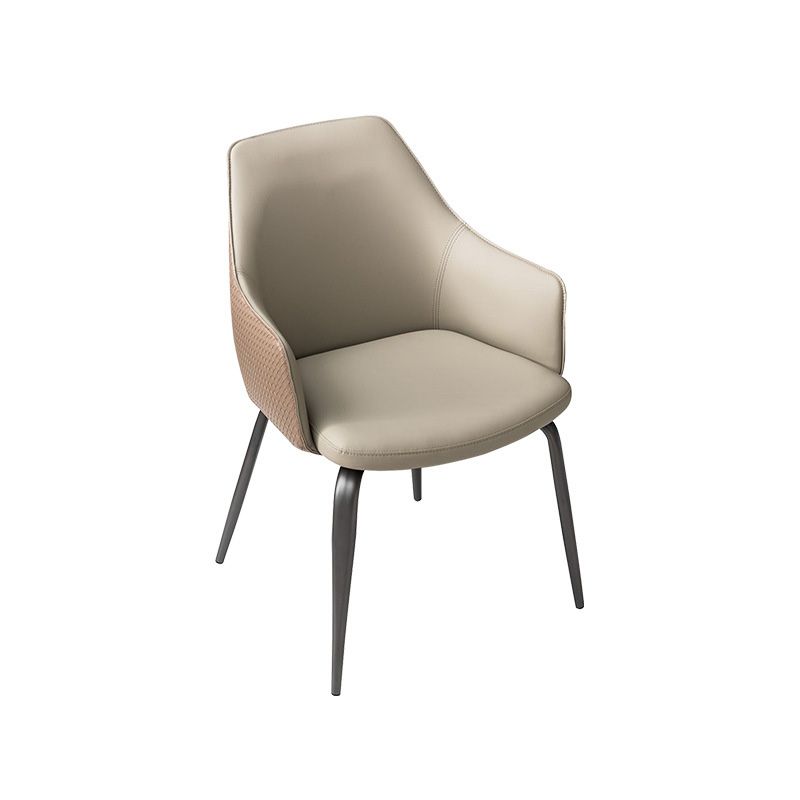 Faux Leather Dining Chairs Upholstered Arm Chairs with Metal Base Clearhalo 'Dining Chairs' 'Dining Tables & Seating' 'dining_chair' 'furn' 'furn_dining_chair' 'Furniture' 'Kitchen & Dining Furniture' 1200x1200_bec1ec9d-b63b-42ce-90f2-6527b1ba454e