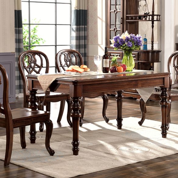 Traditional Style Solid Wood Dining Set with Rectangle Shape Table Table and 4 Legs Base Clearhalo 'Dining Room Sets' 'Dining Tables & Seating' 'dining_room_set' 'furn' 'furn_dining_room_set' 'Furniture' 'furniture_dining_room_set' 'Kitchen & Dining Furniture' 'kitchen&dining_furn' 'kitchen' 1200x1200_bec27c8e-5e82-4e1f-9f48-576f4f39ba98