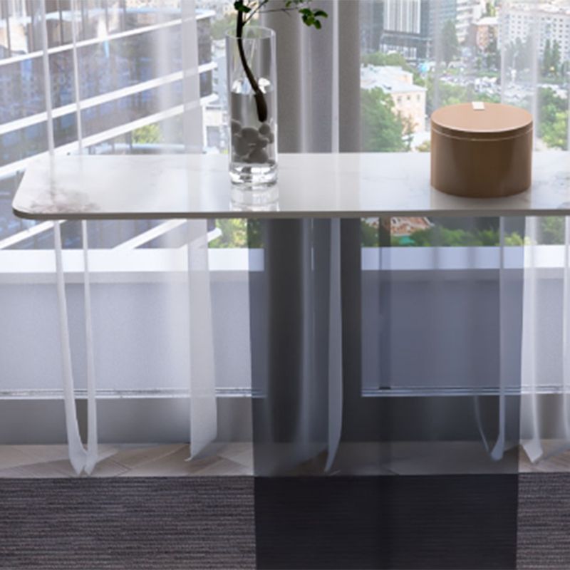 Rectangle Shape Contemporary Console Table Black/White Stone Console Sofa Table Clearhalo 'Console Tables' 'console_tables' 'Entry & Mudroom Furniture' 'furn' 'furn_console_tables' 'Furniture' 1200x1200_bec31a78-16ba-466f-b775-18a18b9b131d