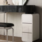 Modern Black Vanity Desk Glass Top Dressing Table with Lighted Mirror & Padded Stool