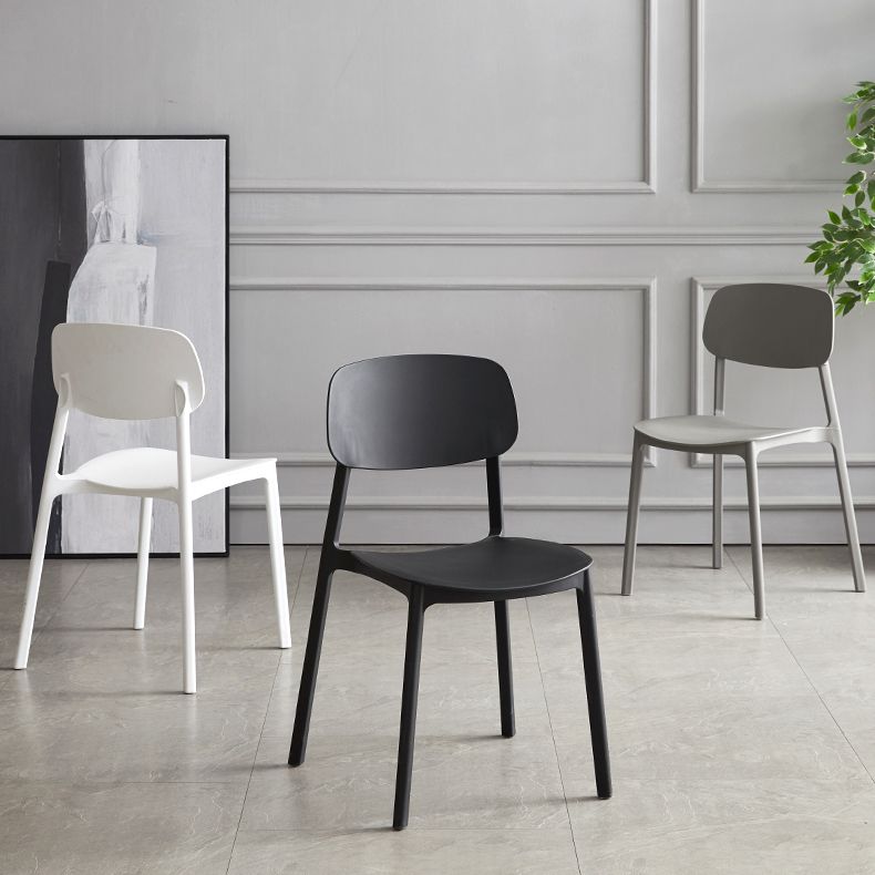 Scandinavian Stackable Armless Dining Chairs Plastic Open Back Side Chair (Set of 4) Clearhalo ' kitchen&dining_furn' 'Dining Chairs' 'Dining Tables & Seating' 'dining_chair' 'furn' 'furn_dining_chair' 'Furniture' 'furniture_dining_chair' 'Kitchen & Dining Furniture' 'kitchen' 1200x1200_bec50cbe-d14b-46c0-94d6-0194b253d684
