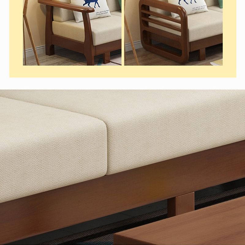 Solid Wood/Linen Natural Sofa with Chaise Nordic 34.65" H Cushions Sofa