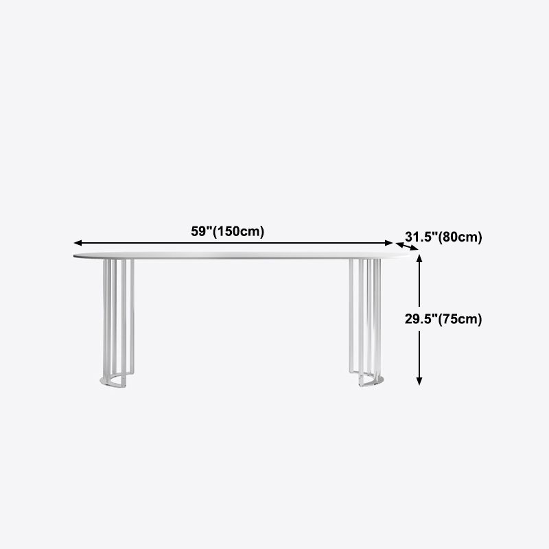 White Stone Dining Table Contemporary Dining Table with Sled Base Clearhalo 'Dining Tables & Seating' 'Dining Tables' 'dining_table' 'furn' 'furn_dining_table' 'Furniture' 'furniture_dining_table' 'Kitchen & Dining Furniture' 'kitchen' 'kitchen_dining_table' 1200x1200_bec5b6a8-c7d9-4175-88f6-388c99fa890f