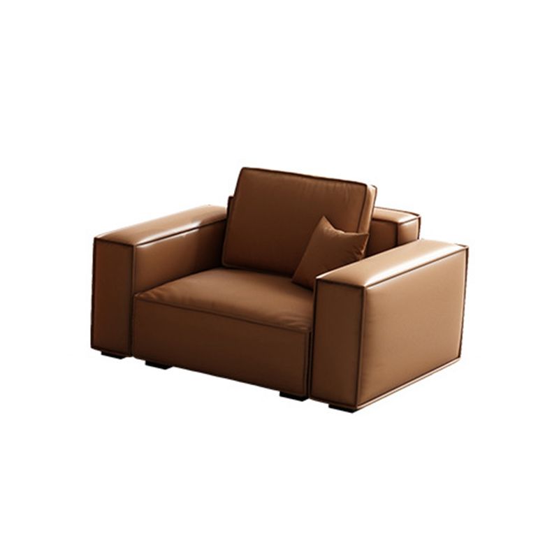 Genuine Leather Square Arm Living Room Standard Dark Brown Seating Clearhalo 'furn' 'furn_sofas' 'Furniture' 'furniture_sofas' 'kitchen' 'kitchen_sofas' 'Living Room Furniture' 'Sofa' 'sofas' 1200x1200_bec6c605-6902-4d64-a067-55d6b1b3d4db
