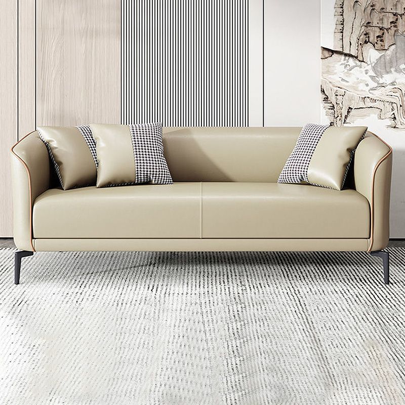 Faux Leather Tuxedo Arm Sofa 25.6" High Settee for Living Room Clearhalo 'furn' 'furn_sofas' 'Furniture' 'furniture_sofas' 'Living Room Furniture' 'Sofa' 'sofas' 1200x1200_bec76a2f-59cf-4c8e-928e-331dcf77dc82