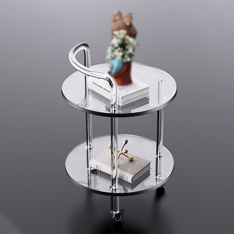 22" H End Slide Table Round Shape Acrylic End Table in Clear