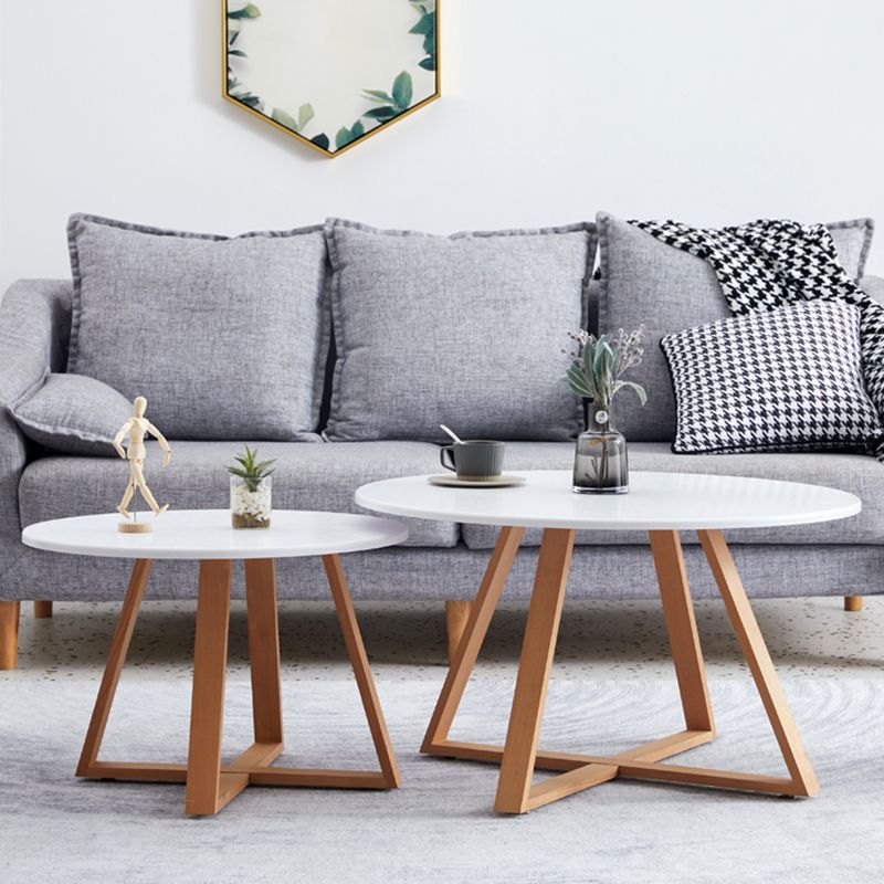 Scandinavian Style Side End Table Wooden Cross Legs Round Sofa Side Accent Table