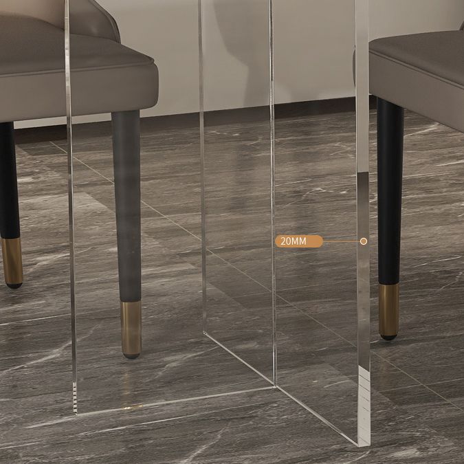 Mesa de comedor de piedra sinterizada moderna mesa de doble pedestal con base acrílica para el hogar