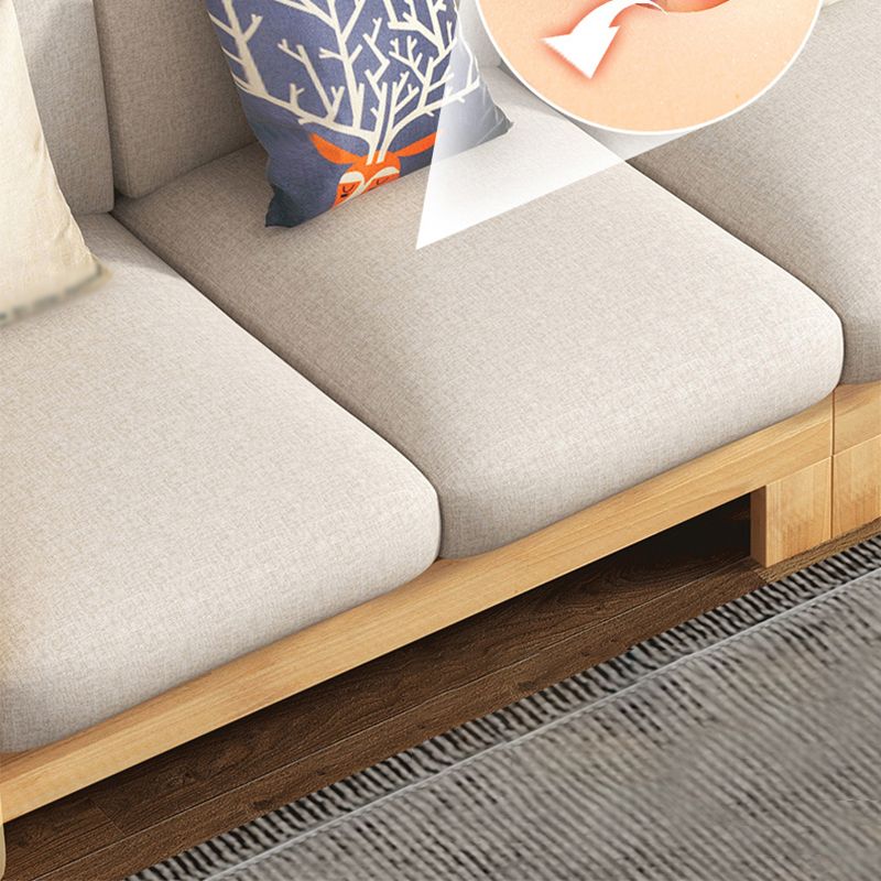 Rustic Wooden Frame Sofa Square Arm Couch with Pillow Back in Natural/Walunt Finish Clearhalo 'furn' 'furn_sofas' 'Furniture' 'furniture_sofas' 'Living Room Furniture' 'Sofa' 'sofas' 1200x1200_bed22f16-b546-4ac9-94ac-8925633cdb1c