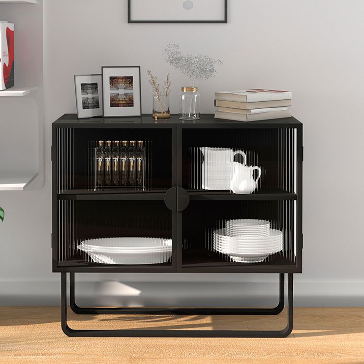 Glam Living Room Buffet 35.5"H Metal Glass Doors Sideboard for Kitchen Clearhalo 'buffet_sideboard' 'Buffets & Sideboards' 'furn' 'furn_buffet_sideboard' 'Furniture' 'Kitchen & Dining Furniture' 1200x1200_bed8343e-af21-47df-858c-426f4909a8ca