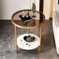 19.69" W x 19.69" D x 22.83" H Side End Table Glass Round Side Table with Shelf